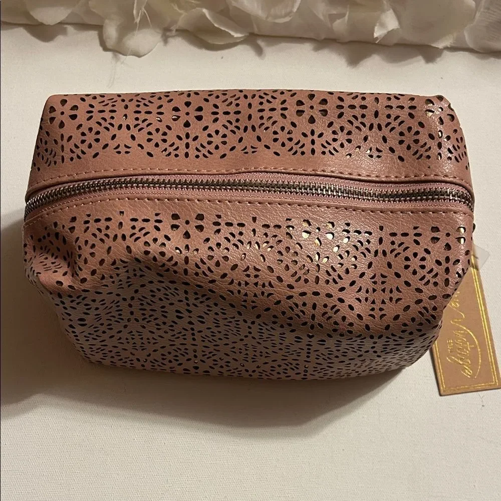 Elegant Pink Laser-Cut Cosmetic Bag